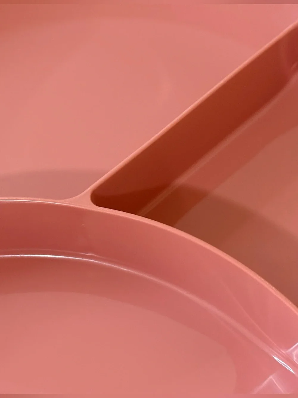 Vtg Tupperware Divided 3 SlotReheatable Plate W/White Lid suctionDusty Rose 8.5